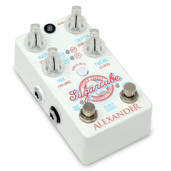 Alexander Sugarcube Stereo Chorus / Rotary Pedal w/ MIDI Control, Crystal White