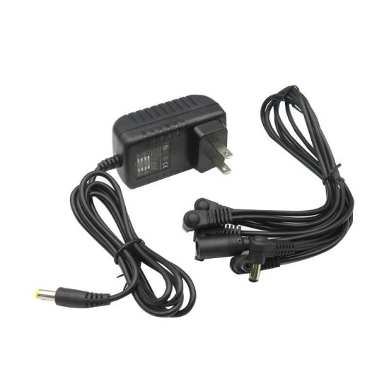 MOSKY MPP-05 Pedal Power Supply Adapter 9V DC 1A Tip Negative 5 Way Daisy Chain Cables for Effect Pedal US Plug