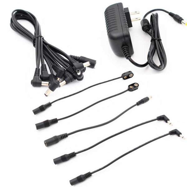 New Gear Day Mosky 9v Adaptor, 8 Daisy Chain, 3.5mm Converter, Battery Clip, Polarity Reversal Cable New Gear Day Mosky 9v Adaptor, 8 Daisy Chain, 3.5mm Converter, Battery Clip, Polarity Reversal Cable