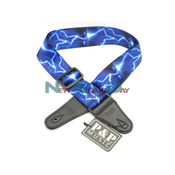 New Gear Day P&P S008-51 Blue Lightning Guitar Strap New Gear Day P&P S008-51 Blue Lightning Guitar Strap