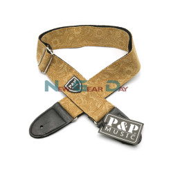 P&P S130-C Brown Denim Flower Guitar Strap