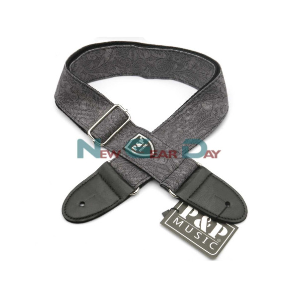 New Gear Day P&P S130-D Black Denim Flower Guitar Strap New Gear Day P&P S130-D Black Denim Flower Guitar Strap
