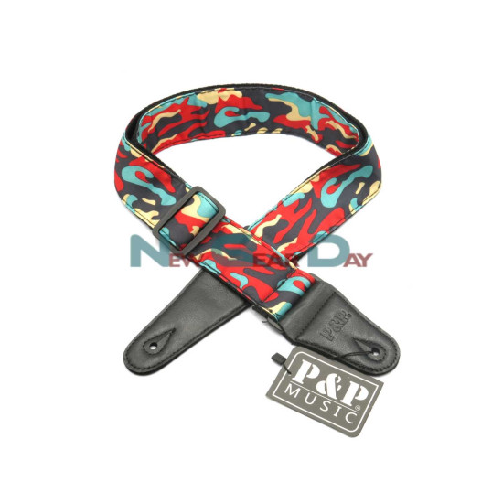 New Gear Day P&P S142-A Red Green Black Camouflage Guitar Strap