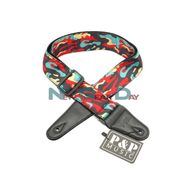 New Gear Day P&P S142-A Red Green Black Camouflage Guitar Strap New Gear Day P&P S142-A Red Green Black Camouflage Guitar Strap