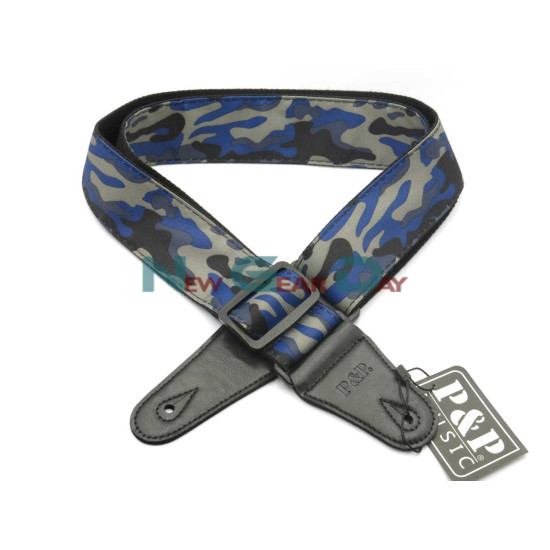 New Gear Day P&P S142-E Blue Camouflage Guitar Strap
