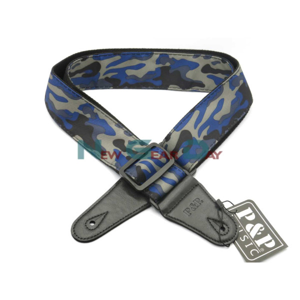 New Gear Day P&P S142-E Blue Camouflage Guitar Strap New Gear Day P&P S142-E Blue Camouflage Guitar Strap