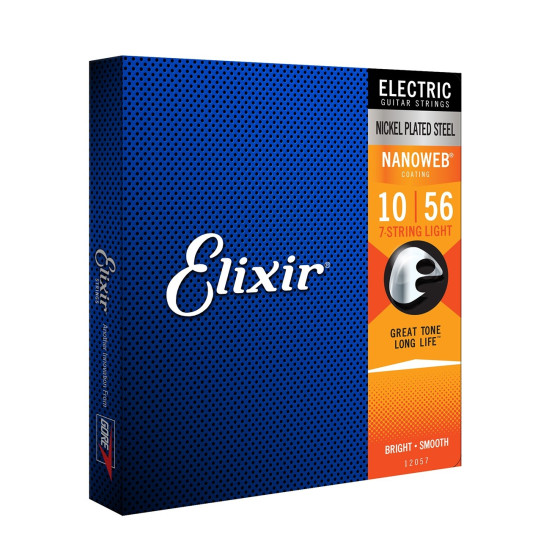 Elixir 12057 Nanoweb 7-String Light Electric Guitar Strings (10-56) FREE SHIPPING