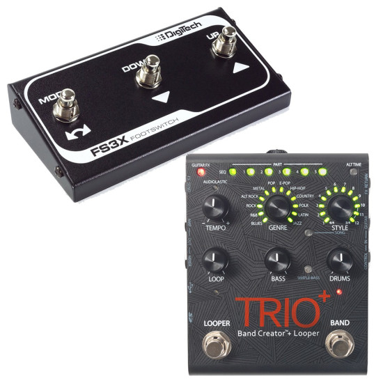New Gear Day DigiTech Trio+ Plus Band Creator and Looper Guitar Effects Pedal with FS3X 3-Button Foot Switch