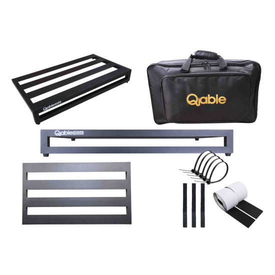 Qable Board Mega Guitar Effect Pedal Board Aluminum Alloy 22 × 11.5 Inch with Carrying Bag