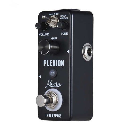 Rowin Plexion Distortion Pedal for Guitar and Bass with Bright and Normal Mode True Bypass