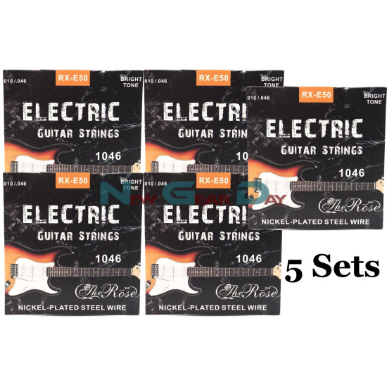 New Gear Day The Rose RX-E50- Electric Guitar Strings Nickel Plated Steel 10 to 46 - 5 sets